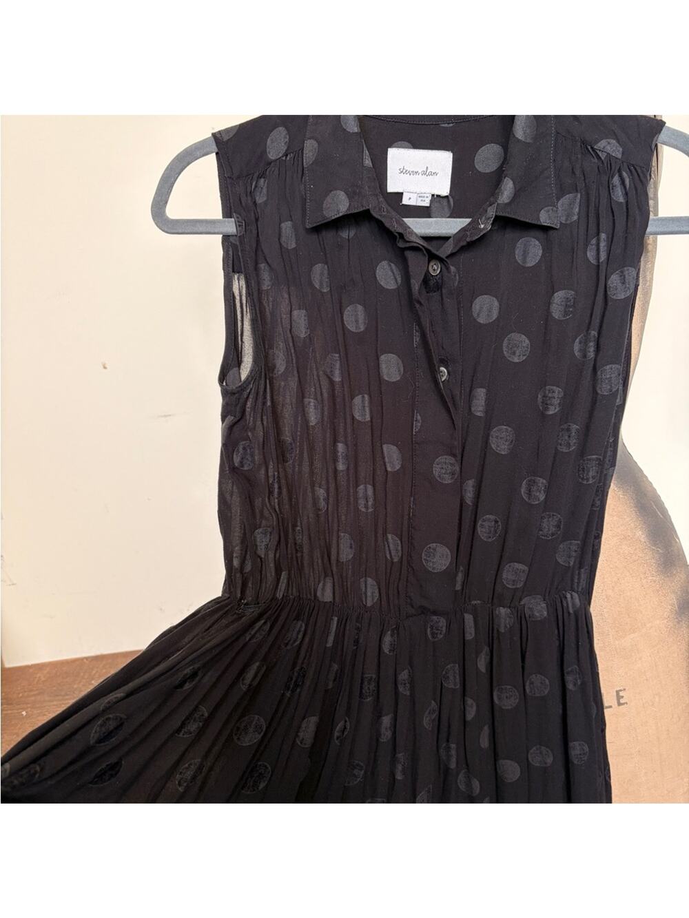 Steven Alan Charcoal Polka Dot Dress